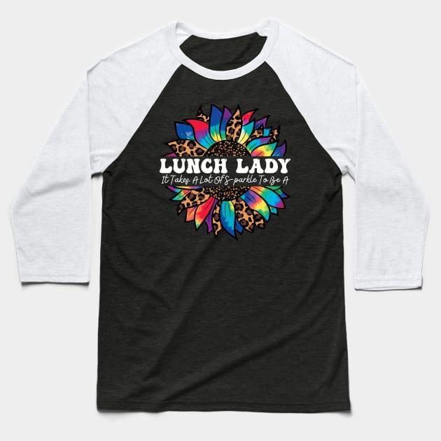 Lunch Lady Cafeteria Crew Sunflower Leopard Thanksgiving Baseball T-Shirt by Johner_Clerk_Design